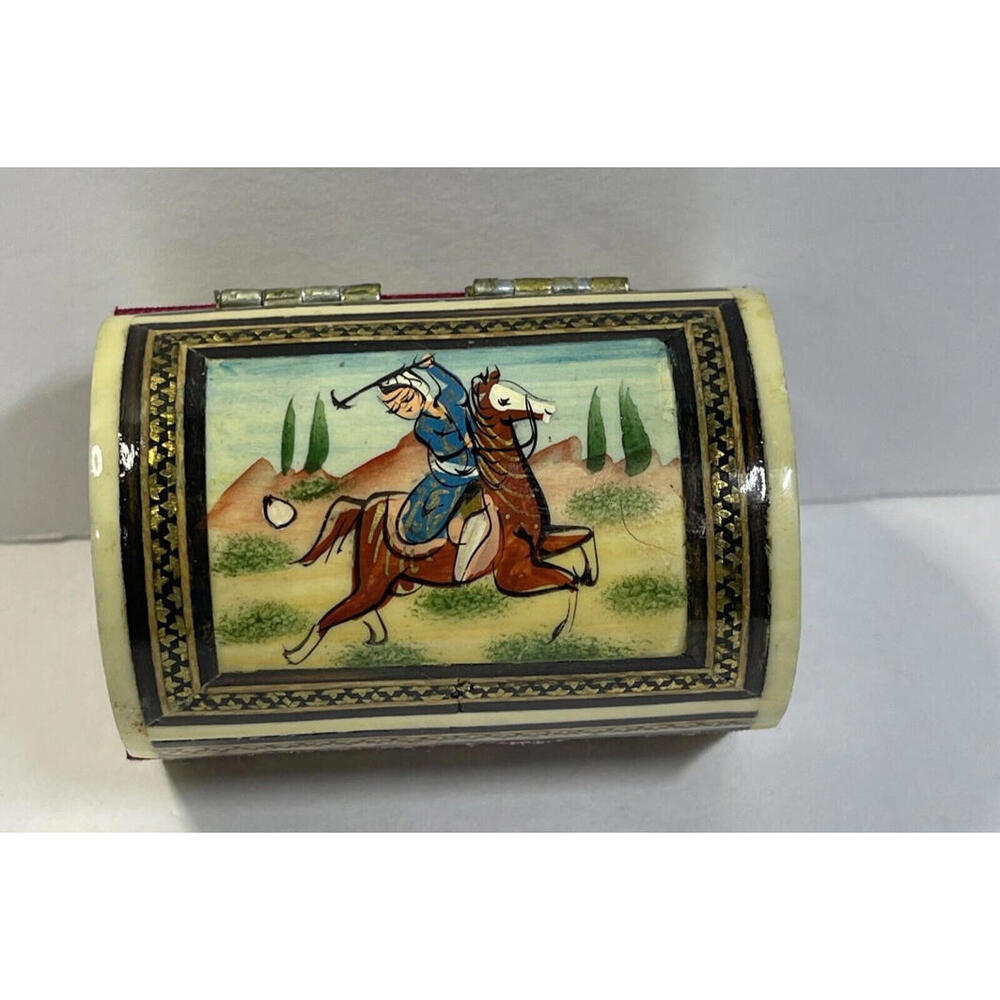 Persian Khatam Yakhchal Decor Jewelry Box Lined Esleemee Treasure Box - Vintage